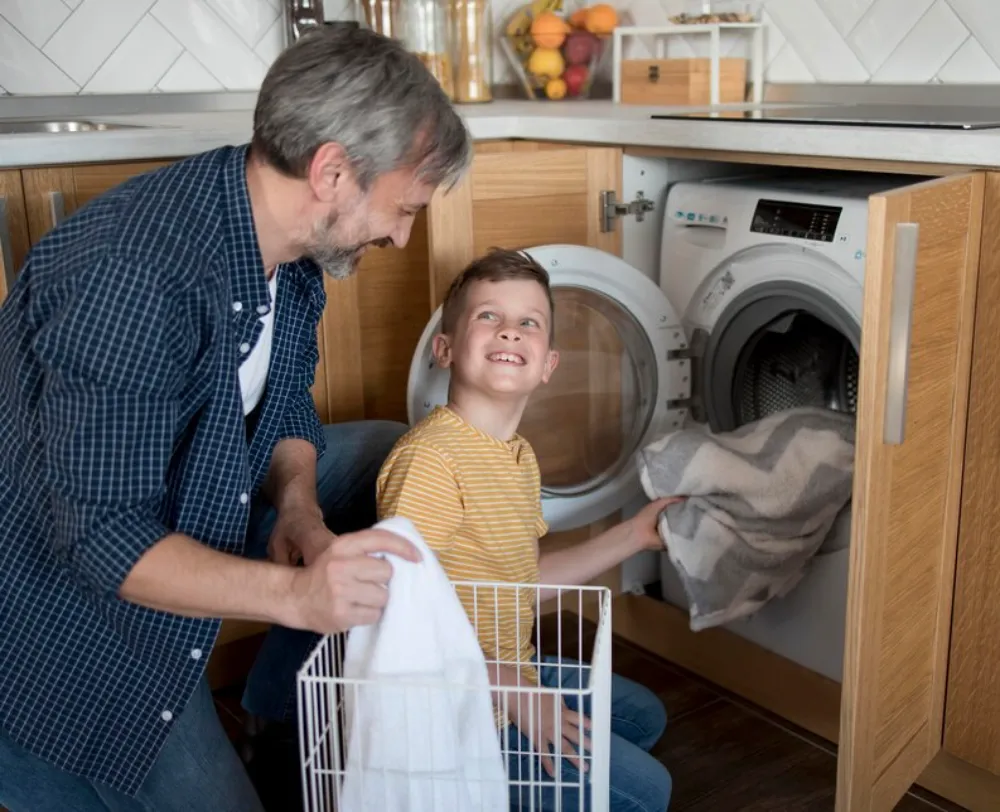 Happy family with Kenmore washer